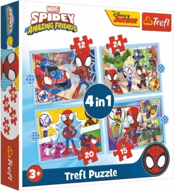 Puslespil 4 i 1 Spidey og hans fantastiske venner (12, 15, 20, 24 brikker)
