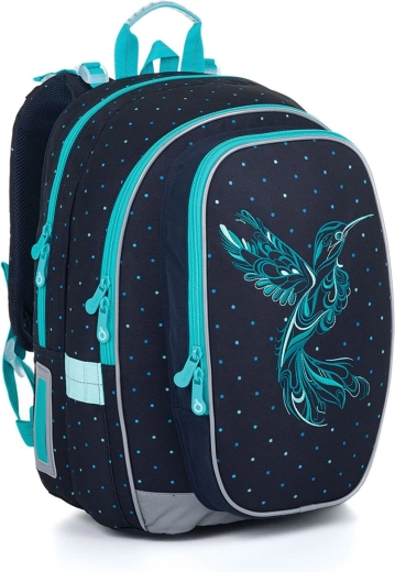 Topgal Mira skoletaske med kolibri-broderi