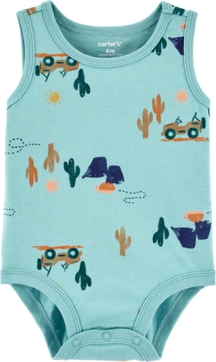 Carter's ærmeløs babybody med kuverthals Blue Jeep til drenge (3 mdr.)