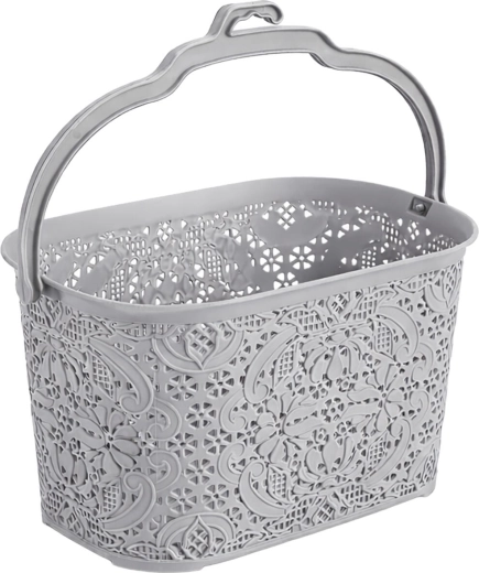 Hængende kurv til tøjklemmer 22 × 14,5 × 13,5 cm, plast, lysegrå