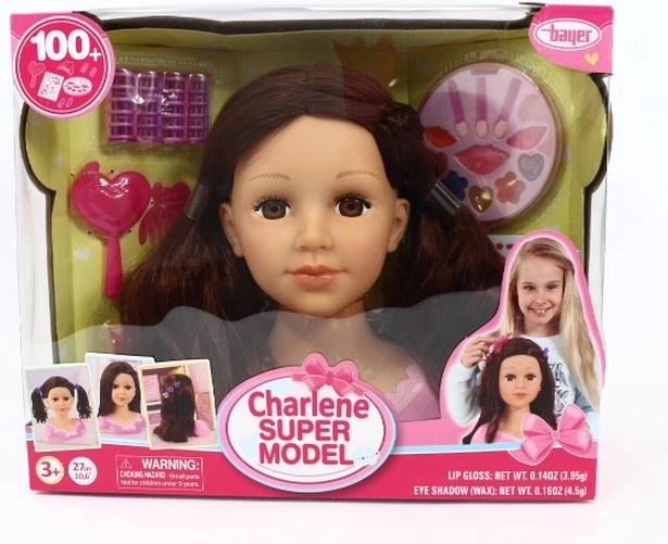 Bayer Charlene Super Model stylinghoved brunette med tilbehør