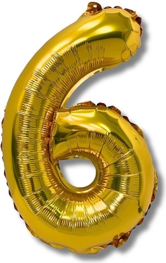 Folieballon tal 6 guld 40 cm