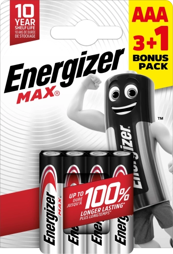 Energizer Max AAA alkalinebatterier 4 stk. (3+1 gratis)