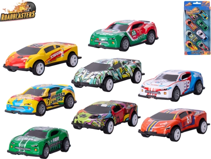 Sæt med metalbiler Roadblasters med pullback, 8 stk.
