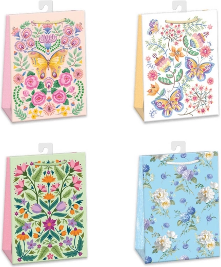 Gavepose med motiv af blomster og sommerfugle 23 × 32 cm - 1 stk.