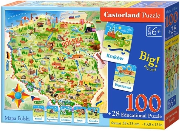 Castorland Mapa Polska 100 brikker og quiz Puzzle
