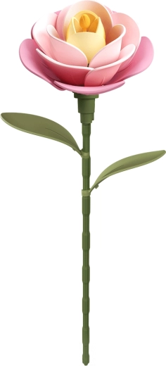 Robotime Rokr 3D blomst Lyserød kamelia – byggesæt uden lim, 37 dele