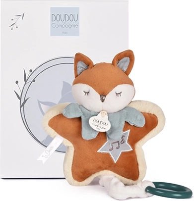 Doudou gavesæt – plysræv Timo med vuggevise, 16 cm
