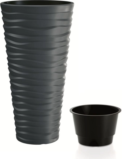 Blomsterpotte Sand Slim med indsats antracit