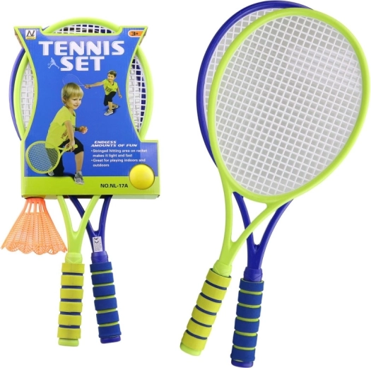 Børnesæt med ketsjere med bold og badmintonfjerbold 56,5 cm - 1 stk.