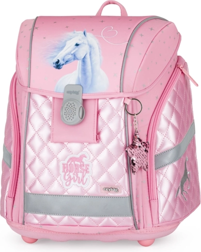 Skolerygsæk Premium Light Horse Girl – ergonomisk, let og reflekterende
