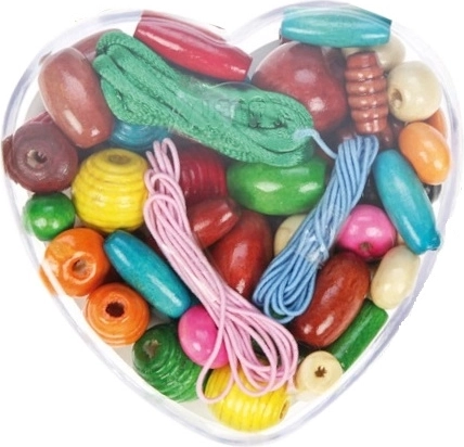 Lena træperler i dåse med hjerte