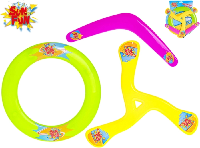 Sæt med flyvende skiver SUN FUN – frisbee, ringdisk og boomerang