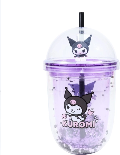 Kuromi boba-tumbler med sugerør