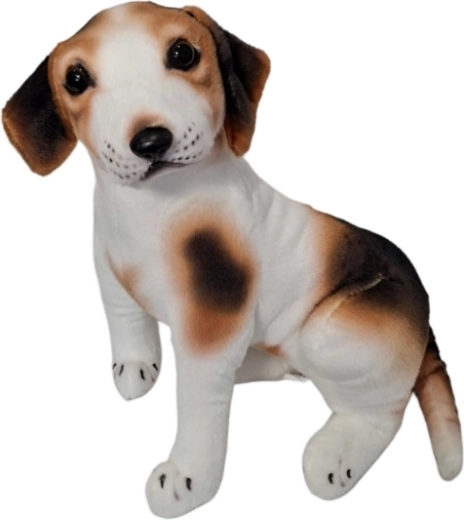 Plyshund hvid-brun - 1 stk.