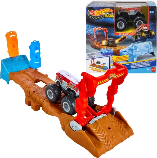 Hot Wheels Monster Trucks legesæt med bane med bilen HW 5 Alarm og 2 tilbehørsdele