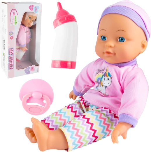Babydukke 30 cm i tøj med tilbehør