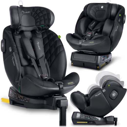 Autostol Nukido Aero Line sort 40–150 cm i-Size med ISOFIX og drejelig base