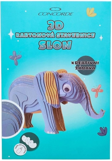 3D papirkarton-byggesæt af elefant