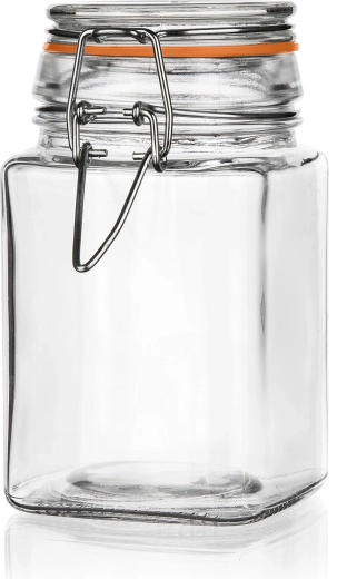 Glashermetisk krukke Lina 260 ml firkantet med patentlukning