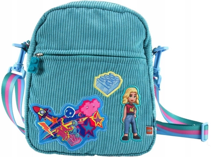 LEGO Friends turkis skuldertaske med påstrygningsmærker
