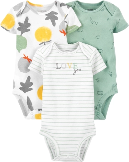 Carter’s babybody med korte ærmer Veggies, 3 stk., neutral