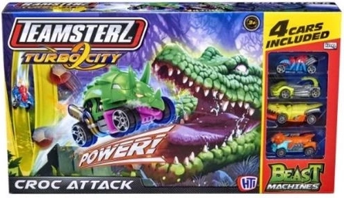 Teamsterz Turbo City Croc Attack – bane med krokodille og 4 små biler