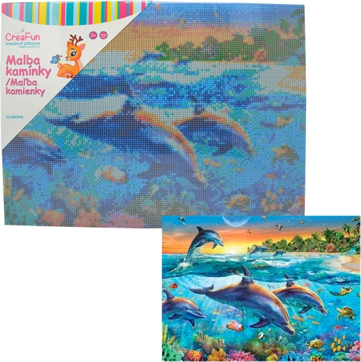 Diamantmaling delfiner 30 × 40 cm