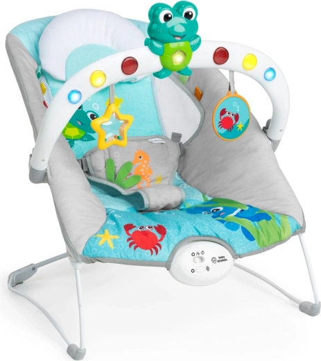 Musikalsk vibrerende babybouncer med lys Kick to It Neptune BABY EINSTEIN