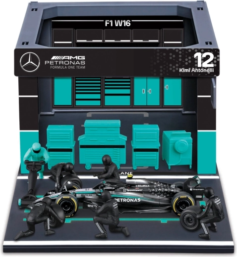 Bburago Formula Racing F1 Pit Pass-sæt Mercedes-AMG Petronas W16 2025 Kimi Antonelli 1:43