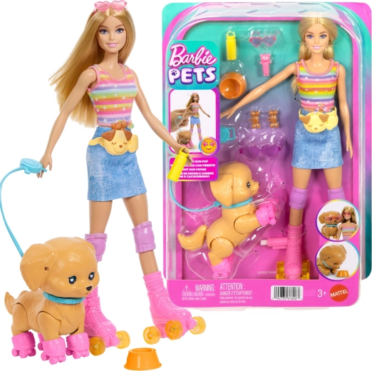 Mattel Barbie Pets sæt med hund på rulleskøjter og tilbehør