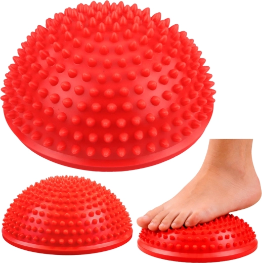 Sensorisk balancerings-halvkugle til fodmassage 16 cm – rød