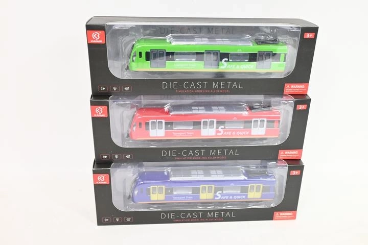 Metalmodel af metro med lys og lyd i æske
