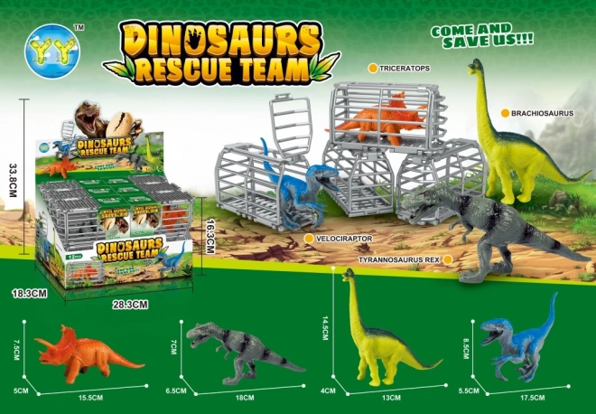 Dinosaurfigur 16 cm med bur og tilbehør