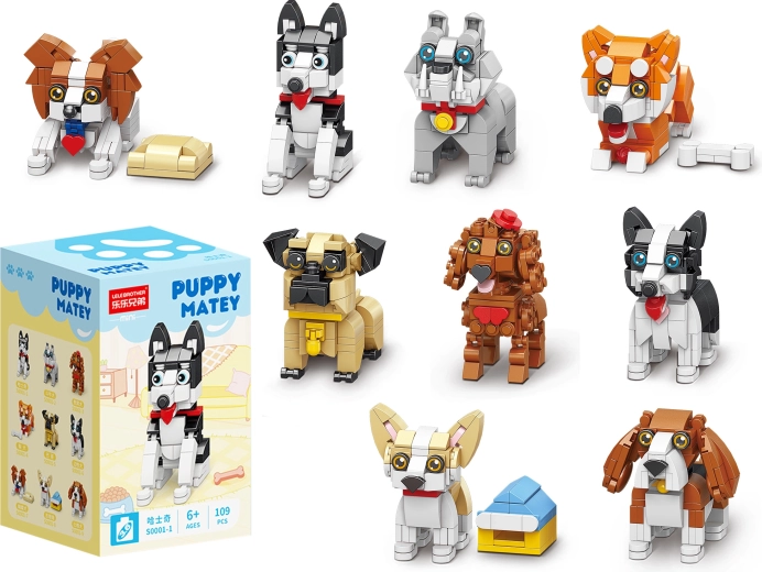 Puppy Matey mini byggesæt søde hunde (9 varianter) - 1 stk.