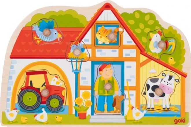 GOKI træpuslespil med gårdmotiv