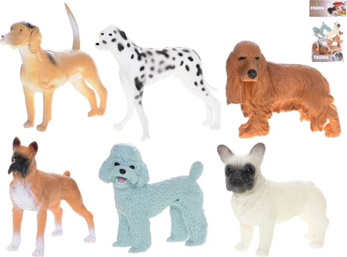 Sæt med plastikhundefigurer 8–10 cm, 6 stk.
