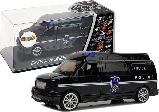 Politibil med pull-back-drev med lys og lyde