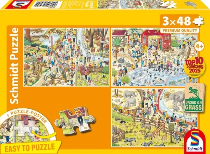 Puslespil Sjov i zoo 3×48 brikker SCHMIDT