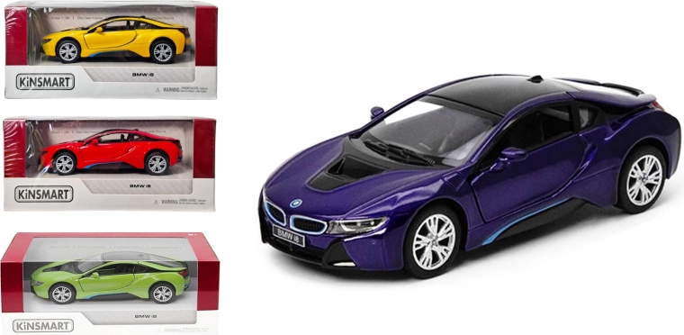 BMW i8 metalmodel 1:36 med pull-back motor