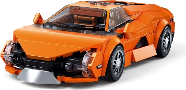 Sluban ModelBricks orange sportsvogn i målestoksforholdet 1:32
