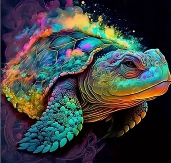 Diamantmaleri – abstrakt farverig skildpadde 30 × 40 cm