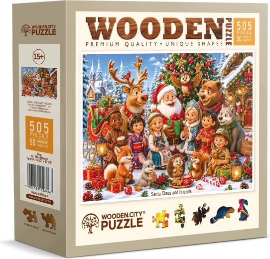WOODEN CITY træpuslespil med julemanden og venner, 505 brikker