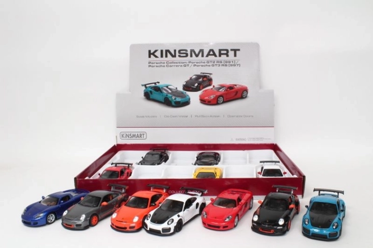 Porsche metalbilmodel 13 cm med døre, der kan åbnes, og pull-back-træk