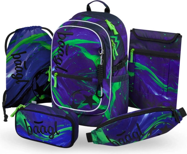 Baagl sæt 5 Core Football Champion: skoletaske, penalhus, gymnastikpose, bæltetaske og laptop-etui GRS