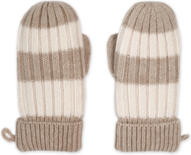 Lodger handsker stripe merino beige, str. 1–2 år - 1 stk.