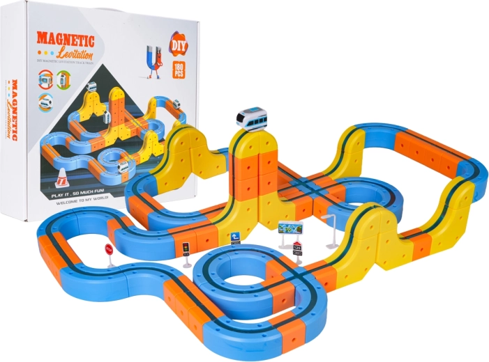 Farverig magnetisk antigravitationsbane med tog – 180 dele