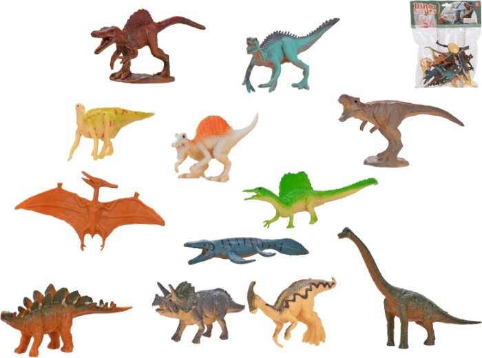 Sæt med 12 dinosaurfigurer (6,5–10 cm) i pose