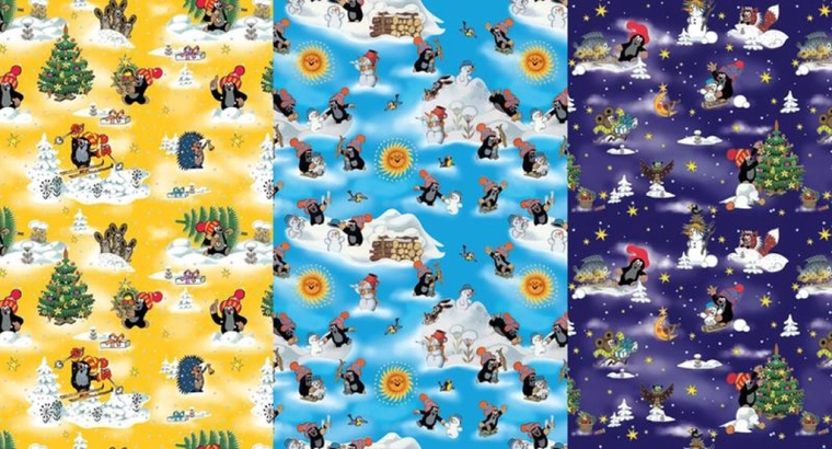 Gavepapir med KRTEK-motiv 0,7 × 2 m, mix af motiver