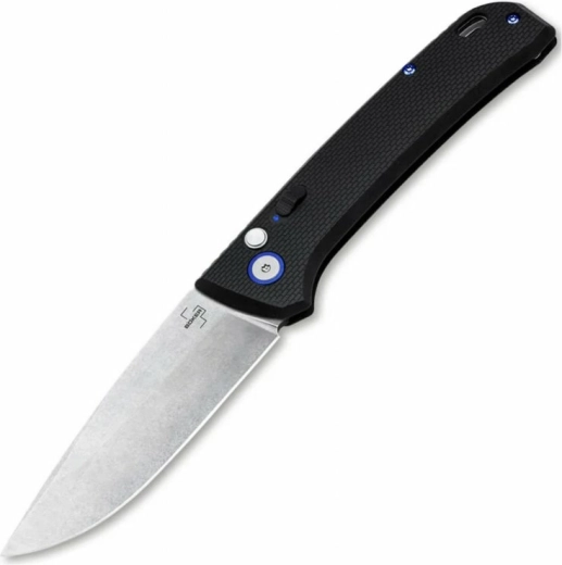 Böker Plus FRND Silver automatisk lommekniv 8,5 cm, stonewash, sort, Grivory